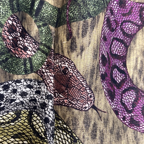 Fashion Crimes Dress Womens Large Snake Print Sheath Y2K Gold Satin Pam Chorley - Picture 8 of 15